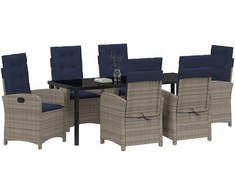Sodo valgomojo komplektas su pagalve 7 pcs Pilka poliratanas