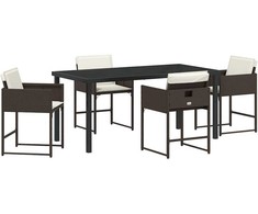 Lauko baldų komplektas Sodo valgomojo komplektas 5 pcs Ruda poliratanas