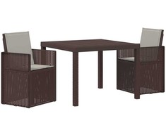 Lauko baldų komplektas Sodo valgomojo komplektas 3 pcs Rudas ir šviesiai pilkas PP