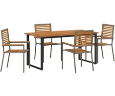 Lauko baldų komplektas Sodo valgomojo komplektas 5 pcs Pilka Kietos akacijos mediena