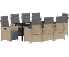 Lauko baldų komplektas Sodo valgomojo komplektas su pagalve 9 pcs Smėlio poliratanas