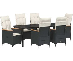 Sodo valgomojo komplektas su pagalve 7 pcs Juoda poliratanas