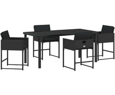 Lauko baldų komplektas Sodo valgomojo komplektas 5 pcs Juoda poliratanas