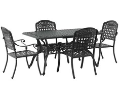 Lauko baldų komplektas Sodo valgomojo komplektas 5 pcs Juoda Aliuminis