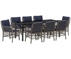Sodo valgomojo komplektas 9 pcs Pilka ir juoda Ratanas