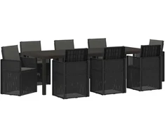 Lauko baldų komplektas Sodo valgomojo komplektas su pagalve 9 pcs Antracito PP