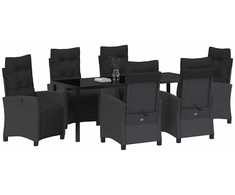 Sodo valgomojo komplektas su pagalve 7 pcs Juoda poliratanas
