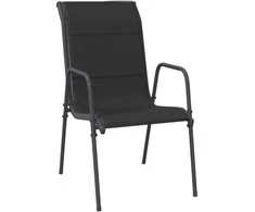 Lauko baldų komplektas Sodo valgomojo komplektas, 5 dalių, juodas, plienas/tekstilenas