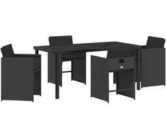 Lauko baldų komplektas Sodo valgomojo komplektas 5 pcs Juoda poliratanas