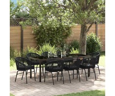 Sodo valgomojo komplektas 9 pcs Juoda