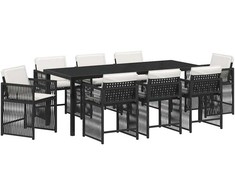 Sodo valgomojo komplektas 9 pcs Juoda poliratanas