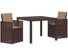 Lauko baldų komplektas Sodo valgomojo komplektas su pagalve 3 pcs Ruda ir taupe PP