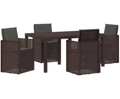 Lauko baldų komplektas Sodo valgomojo komplektas su pagalve 5 pcs Ruda ir antracito PP