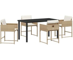 Lauko baldų komplektas Sodo valgomojo komplektas 5 pcs Smėlio poliratanas