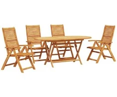 Lauko baldų komplektas Sodo valgomojo komplektas 5 pcs Ruda Kietos akacijos mediena