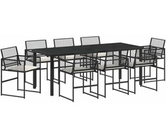 Lauko baldų komplektas Sodo valgomojo komplektas 9 pcs Juoda poliratanas