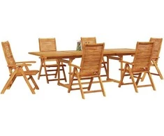 Lauko baldų komplektas Sodo valgomojo komplektas 7 pcs Ruda Kietos akacijos mediena