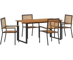 Lauko baldų komplektas Sodo valgomojo komplektas 5 pcs Juoda Kietos akacijos mediena