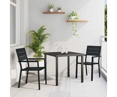 Lauko baldų komplektas Sodo valgomojo komplektas 3 pcs Juoda