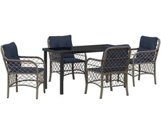 Sodo valgomojo komplektas 5 pcs Pilka ir juoda Ratanas