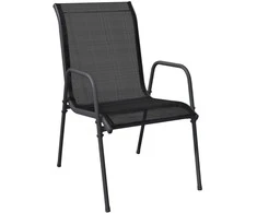 Lauko baldų komplektas Sodo valgomojo komplektas, 7 dalių, juodas, plienas/tekstilenas