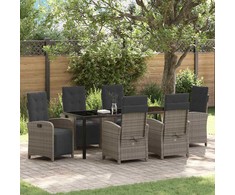 Sodo valgomojo komplektas su pagalve 7 pcs Pilka poliratanas