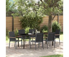 Sodo valgomojo komplektas 7 pcs Juoda Miltelinis plienas
