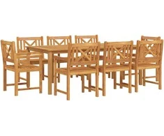 Lauko baldų komplektas Sodo valgomojo komplektas 9 pcs Ruda Kietos akacijos mediena