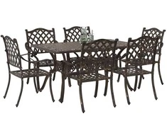 Lauko baldų komplektas Sodo valgomojo komplektas 7 pcs Bronzinė Aliuminis