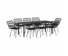 Sodo valgomojo komplektas 9 pcs Juoda