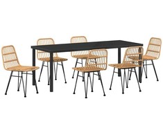 Lauko baldų komplektas Sodo valgomojo komplektas 7 pcs Ruda