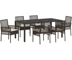 Lauko baldų komplektas Sodo valgomojo komplektas 7 pcs Ruda poliratanas