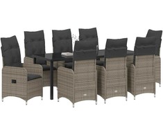 Sodo valgomojo komplektas 9 pcs Pilka poliratanas
