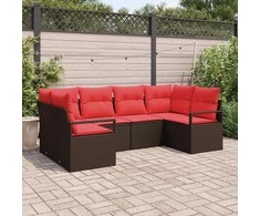 Sofos komplektas su pagalve 6 pcs Ruda Poli ratanas