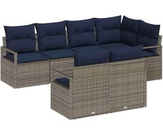 Lauko baldų komplektas Sofos komplektas 7 pcs Pilka poliratanas