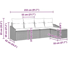 Sofos komplektas 5 vnt. Ruda poliratanas