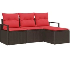 Lauko baldų komplektas Sofos komplektas 4 pcs Ruda poliratanas