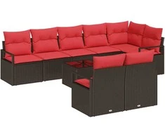 Lauko baldų komplektas Sofos komplektas 9 pcs Ruda poliratanas