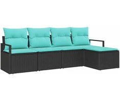 Lauko baldų komplektas Sofos komplektas 5 pcs Juoda poliratanas