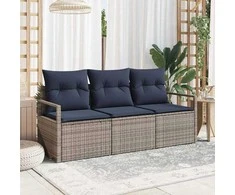 Lauko baldų komplektas Sofos komplektas 3 pcs Pilka poliratanas