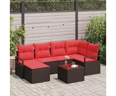 Lauko baldų komplektas Sofos komplektas 7 pcs Ruda poliratanas