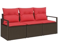 Lauko baldų komplektas Sofos komplektas 3 pcs Ruda poliratanas