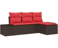 Sofos komplektas su pagalve 4 pcs Ruda Poli ratanas