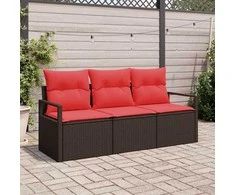 Lauko baldų komplektas Sofos komplektas 3 pcs Ruda poliratanas