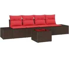 Lauko baldų komplektas Sofos komplektas su pagalve 5 pcs Ruda poliratanas