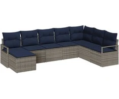Lauko baldų komplektas Sofos komplektas su pagalve 8 pcs Pilka poliratanas
