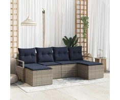 Lauko baldų komplektas Sofos komplektas 6 pcs Pilka poliratanas