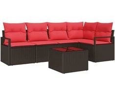 Lauko baldų komplektas Sofos komplektas 6 pcs Ruda poliratanas