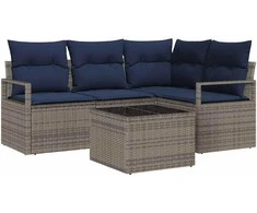 Lauko baldų komplektas Sofos komplektas 5 pcs Pilka poliratanas