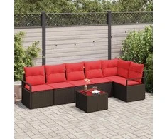 Lauko baldų komplektas Sofos komplektas 7 pcs Ruda poliratanas